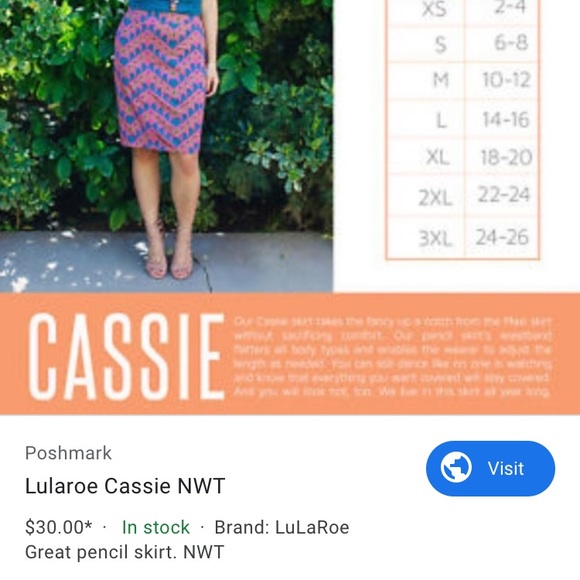 LuLaRoe Cassie skirt in blue - Picture 4 of 5